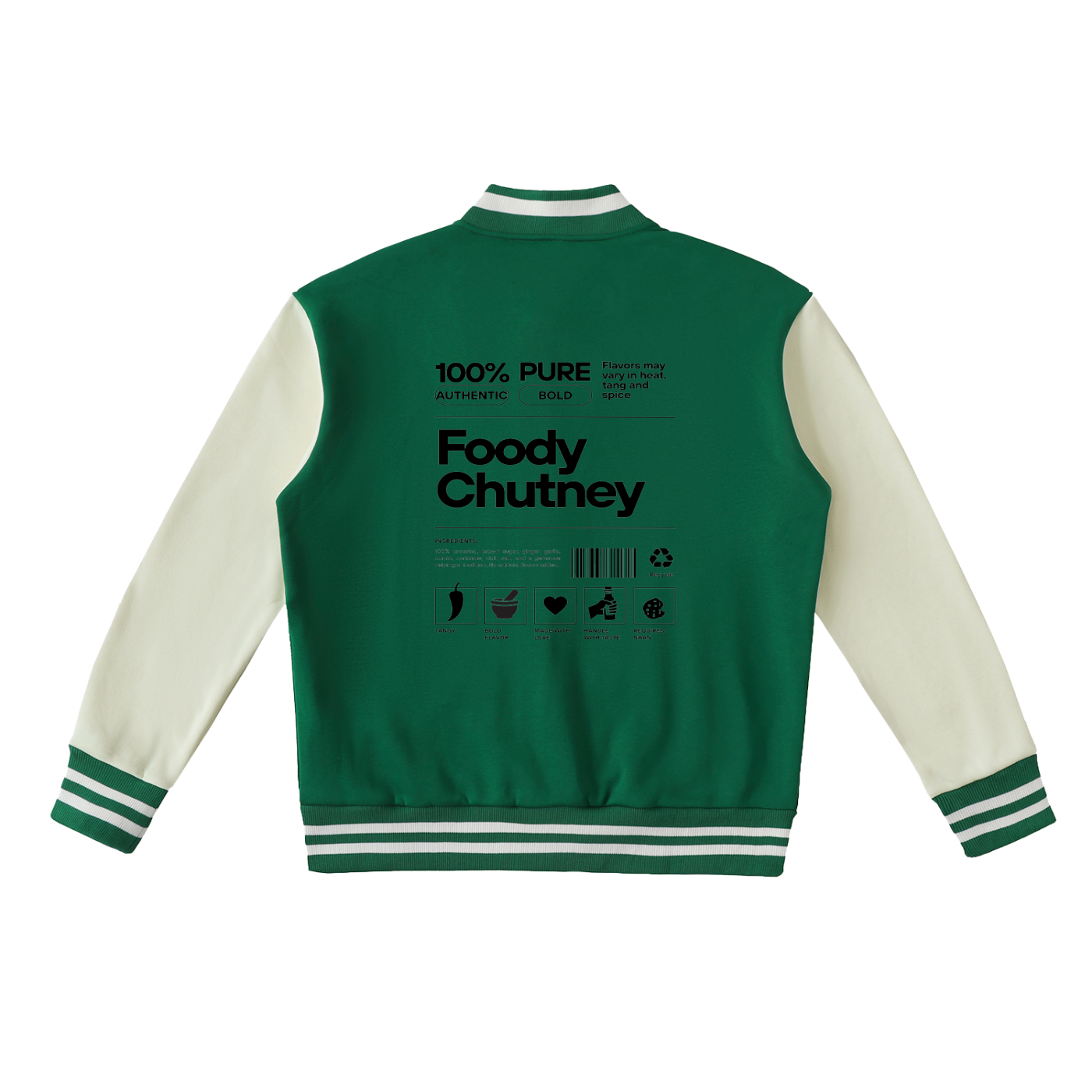 Foody Chutney - Two-Tone Fleeced Varsity Jacket