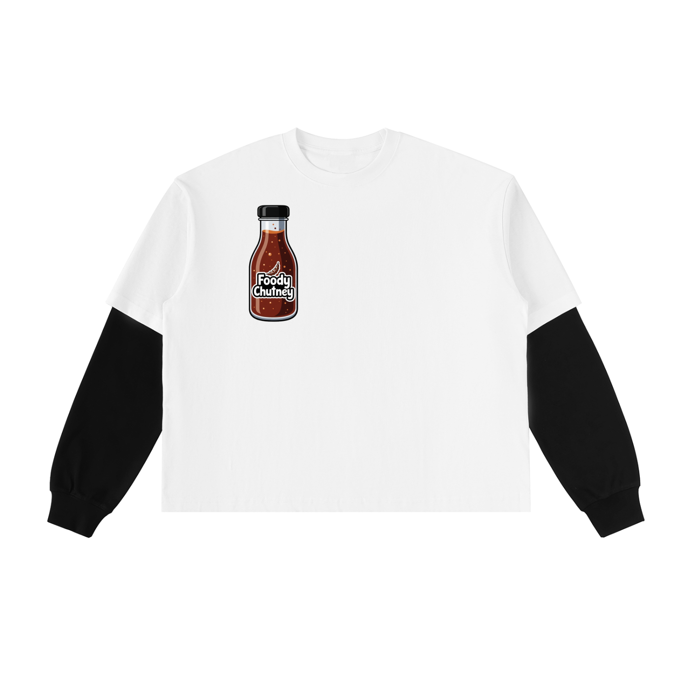 Foody Chutney - Layered Contrast Sleeve Cotton T-Shirt