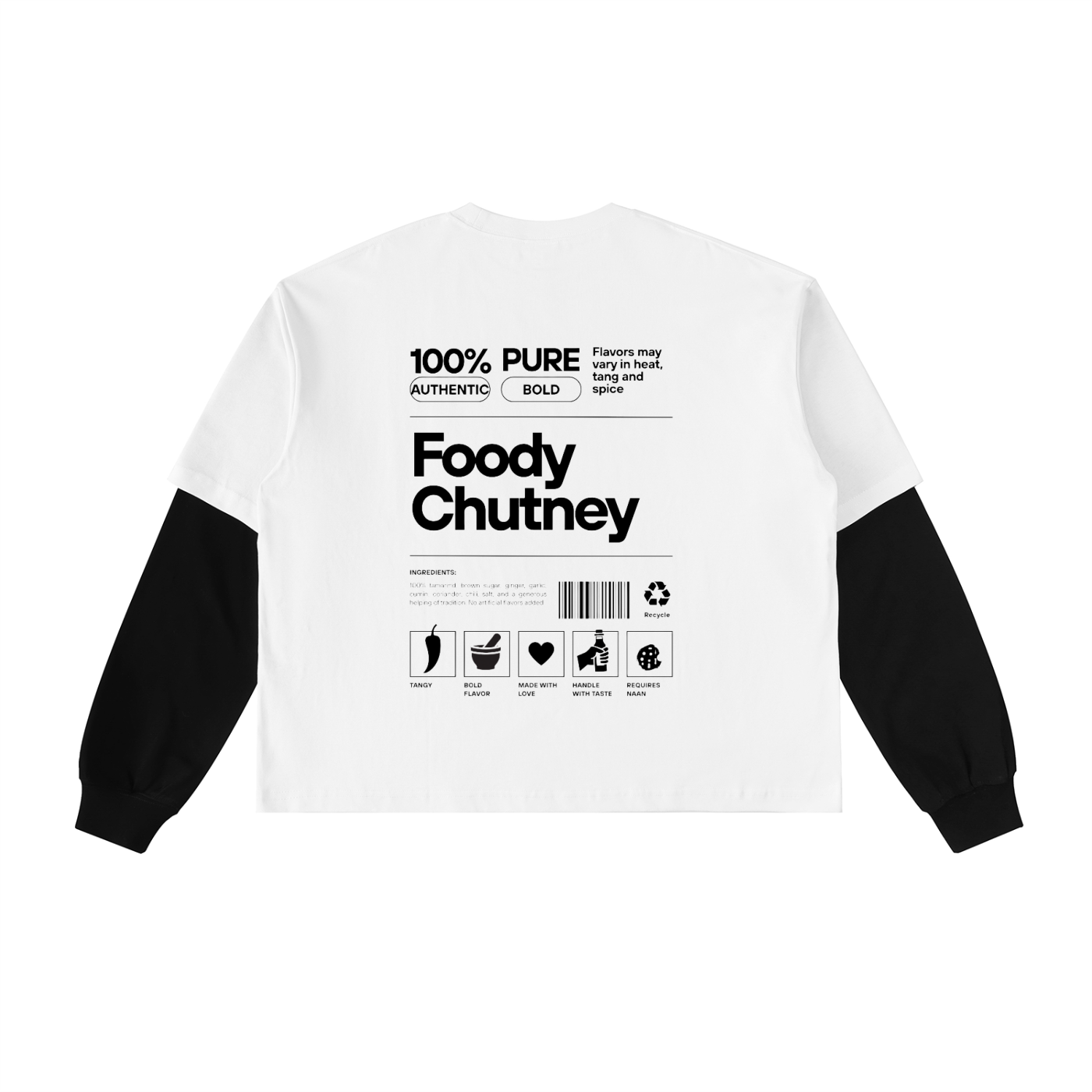 Foody Chutney - Layered Contrast Sleeve Cotton T-Shirt