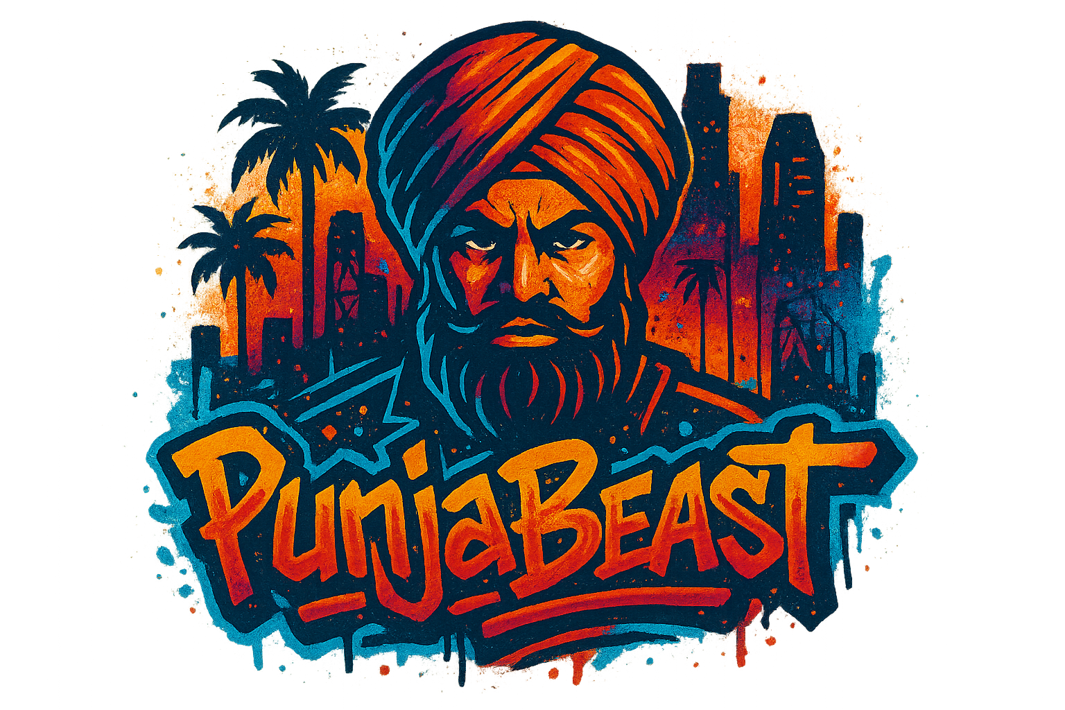 PunjaBeast logo with urban LA and Punjabi flair